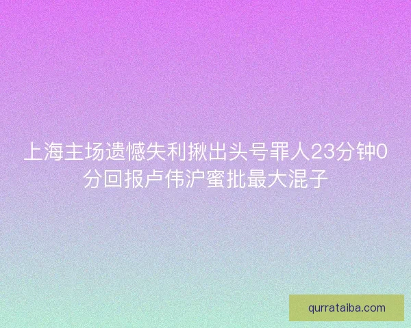 上海主场遗憾失利揪出头号罪人23分钟0分回报卢伟沪蜜批最大混子