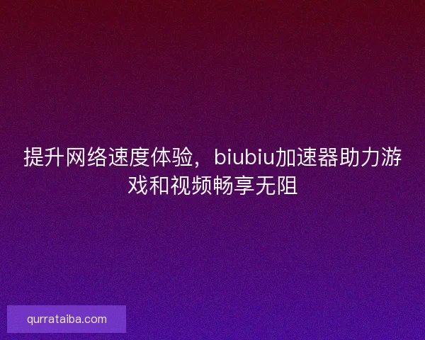 提升网络速度体验，biubiu加速器助力游戏和视频畅享无阻